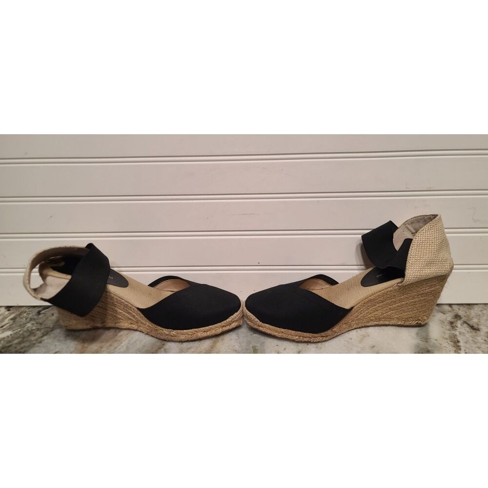 Adrienne Vittadini Black/Tan Wedge Espadrilles Size 9 - Picture 2 of 7